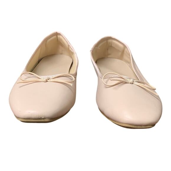 Afeetsing Womens 6 Beige Round Toe Ballet Flats Comfortable Bow Dressy Shoes - Picture 4 of 9